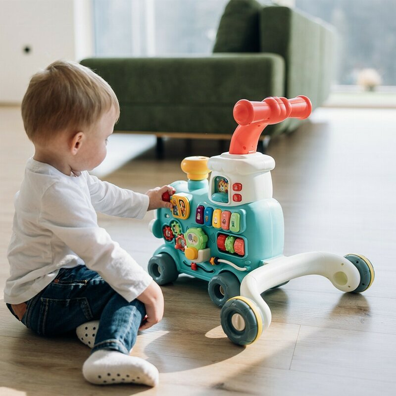 Antemergator 5 in 1 Magic Train, Free2Move, Cu diverse activitati de joaca, Panou Educational, Efecte sonore si luminoase, Green - gogobaby.ro