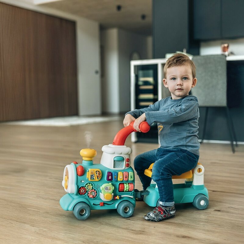 Antemergator 5 in 1 Magic Train, Free2Move, Cu diverse activitati de joaca, Panou Educational, Efecte sonore si luminoase, Green - gogobaby.ro