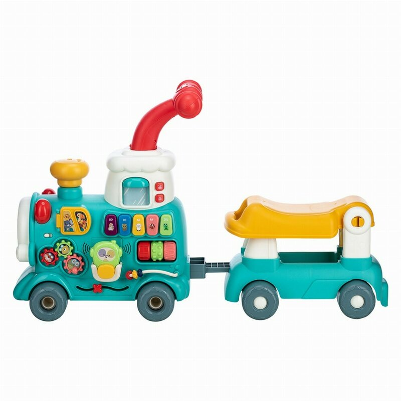 Antemergator 5 in 1 Magic Train, Free2Move, Cu diverse activitati de joaca, Panou Educational, Efecte sonore si luminoase, Green