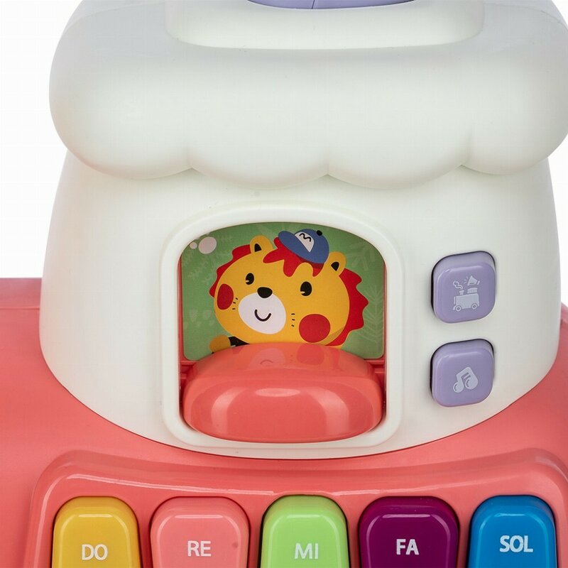 Antemergator 5 in 1 Magic Train, Free2Move, Cu diverse activitati de joaca, Panou Educational, Efecte sonore si luminoase, Pink