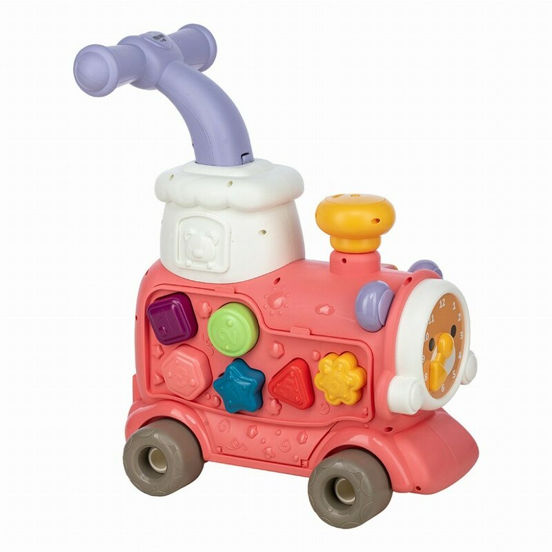 Antemergator 5 in 1 Magic Train, Free2Move, Cu diverse activitati de joaca, Panou Educational, Efecte sonore si luminoase, Pink