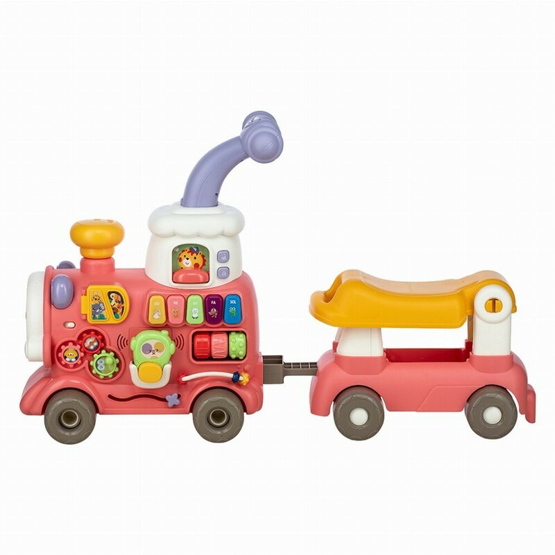 Antemergator 5 in 1 Magic Train, Free2Move, Cu diverse activitati de joaca, Panou Educational, Efecte sonore si luminoase, Pink