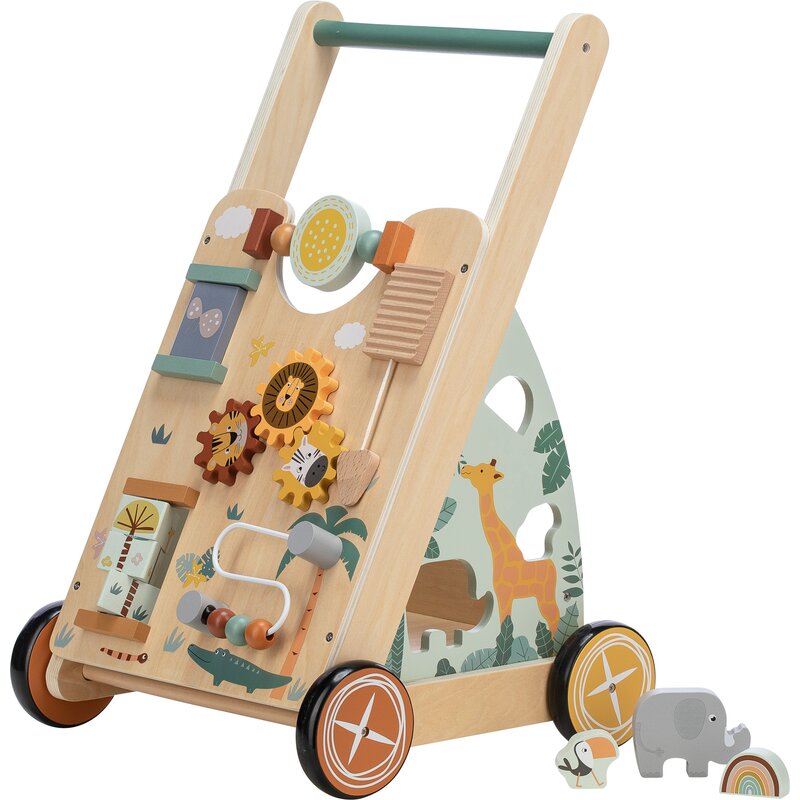 Antepremergator, Free2Play, My First Steps, Cu multiple activitati, Din lemn, , 31.8 x 26.5 x45.5 cm, Safari, Conform cu standardele europene EN71-1;2018, EN71-2:2020, EN71-3:2021 - gogobaby.ro
