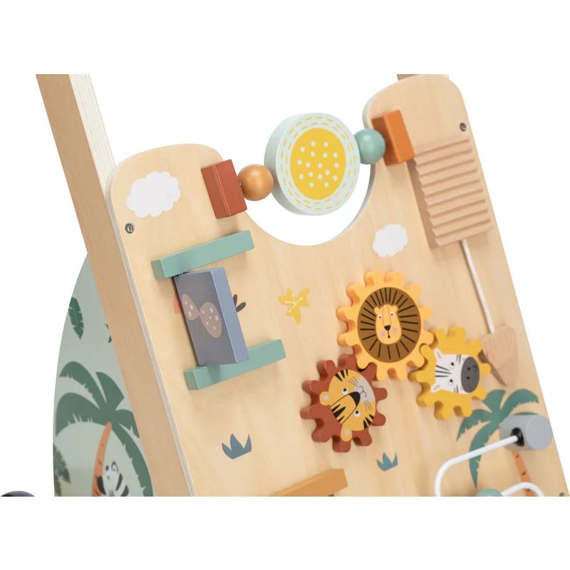 Antepremergator, Free2Play, My First Steps, Cu multiple activitati, Din lemn, , 31.8 x 26.5 x45.5 cm, Safari, Conform cu standardele europene EN71-1;2018, EN71-2:2020, EN71-3:2021