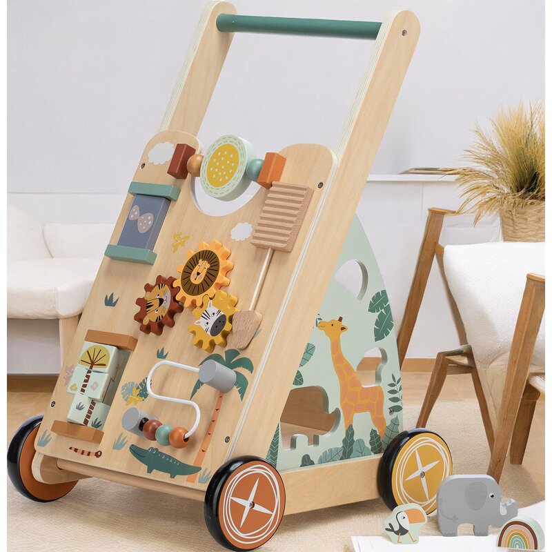 Antepremergator, Free2Play, My First Steps, Cu multiple activitati, Din lemn, , 31.8 x 26.5 x45.5 cm, Safari, Conform cu standardele europene EN71-1;2018, EN71-2:2020, EN71-3:2021 - gogobaby.ro