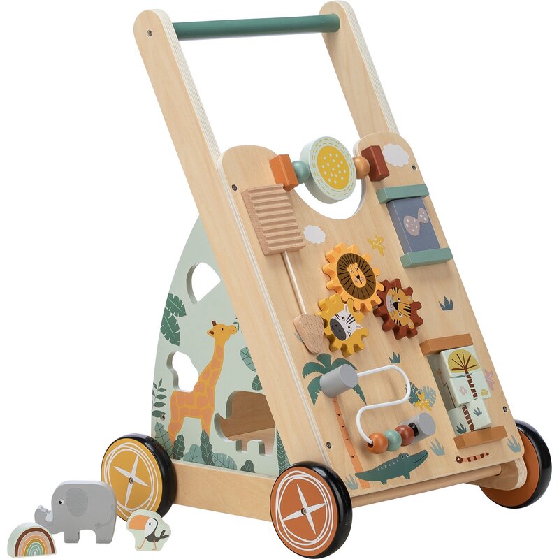 Antepremergator, Free2Play, My First Steps, Cu multiple activitati, Din lemn, , 31.8 x 26.5 x45.5 cm, Safari, Conform cu standardele europene EN71-1;2018, EN71-2:2020, EN71-3:2021 - gogobaby.ro