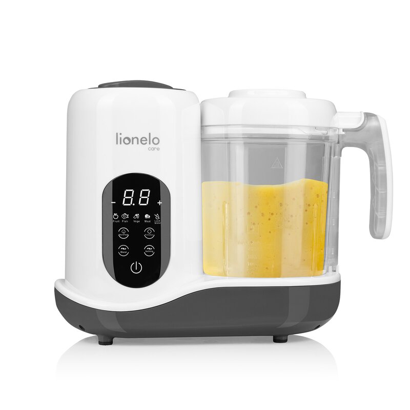 Aparat de gatit, Lionelo, BabyMenu, 5 in 1, Cu gatire la abur, dezghetare, amestecare, incalzire, sterilizare, Cu recipient din tritan, Alb