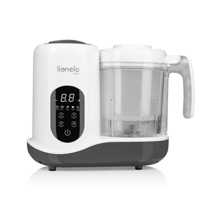 Aparat de gatit, Lionelo, BabyMenu, 5 in 1, Cu gatire la abur, dezghetare, amestecare, incalzire, sterilizare, Cu recipient din tritan, Alb
