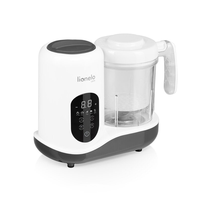 Aparat de gatit, Lionelo, BabyMenu, 5 in 1, Cu gatire la abur, dezghetare, amestecare, incalzire, sterilizare, Cu recipient din tritan, Alb