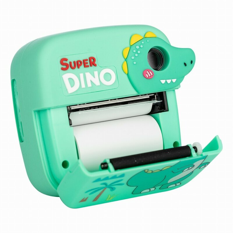 Aparat foto copii cu printare instant, Free2Play, Camere duale fata-spate, Cadre distractive, Cu 6 filtre, Dino - gogobaby.ro