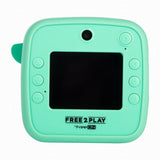 Aparat foto copii cu printare instant, Free2Play, Camere duale fata-spate, Cadre distractive, Cu 6 filtre, Dino