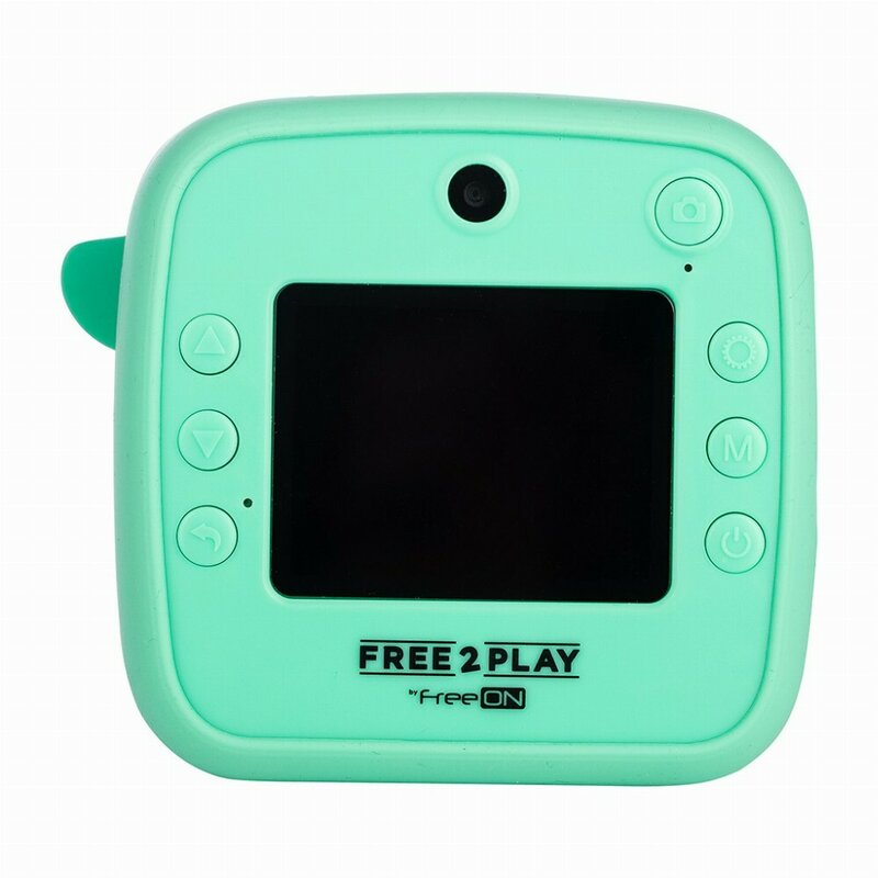 Aparat foto copii cu printare instant, Free2Play, Camere duale fata-spate, Cadre distractive, Cu 6 filtre, Dino - gogobaby.ro