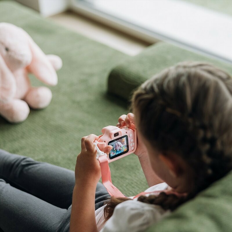Aparat foto digital pentru copii, Free2Play, Cu functie selfie, Cadre distractive, Cu 6 filtre, Unicorn