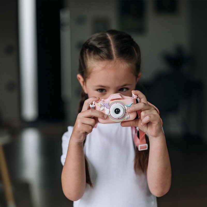 Aparat foto digital pentru copii, Free2Play, Cu functie selfie, Cadre distractive, Cu 6 filtre, Unicorn