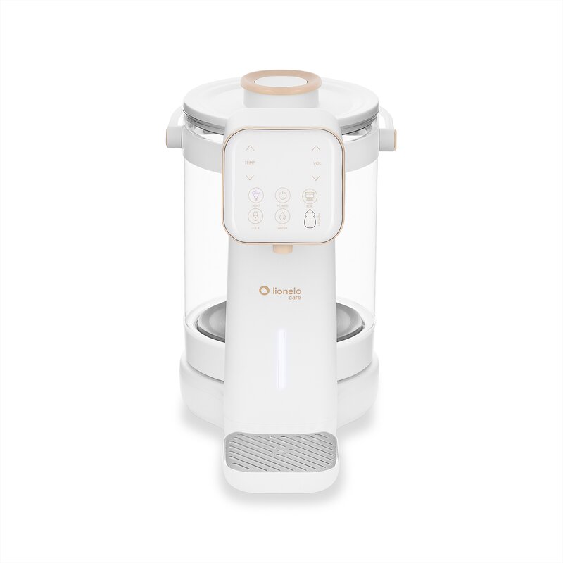 Aparat pentru incalzirea si declorizare apei, Lionelo, Babypresto 2.0, Pentru lapte parf, Lampa UV, Rezervor 3l, Lumina de noapte, Dozare 30- 300 ml, 1200 W, Afisaj digital, Alb