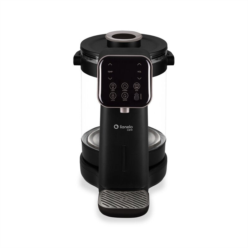 Aparat pentru incalzirea si declorizarea apei, Lionelo, Babypresto 2.0, Pentru lapte parf, Lampa UV, Rezervor 3l, Lumina de noapte, Dozare 30- 300 ml, 1200 W, Afisaj digital, Negru