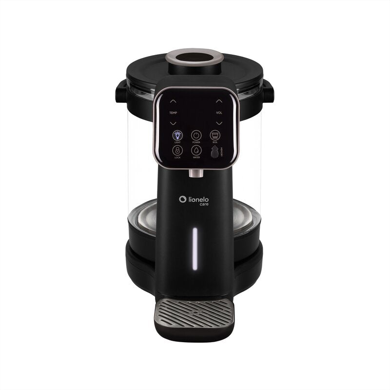Aparat pentru incalzirea si declorizarea apei, Lionelo, Babypresto 2.0, Pentru lapte parf, Lampa UV, Rezervor 3l, Lumina de noapte, Dozare 30- 300 ml, 1200 W, Afisaj digital, Negru