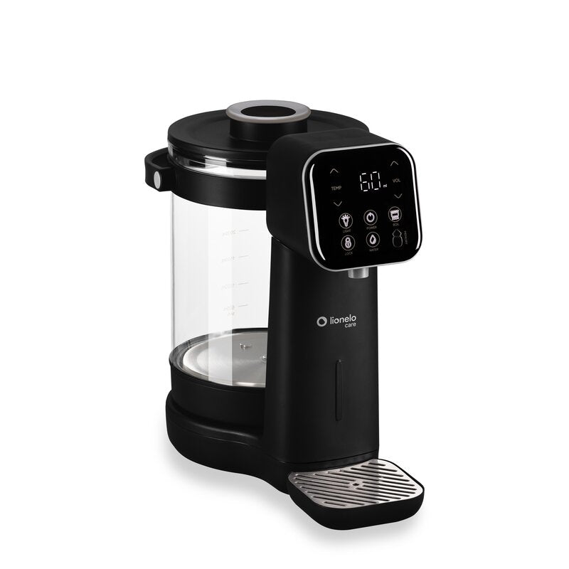 Aparat pentru incalzirea si declorizarea apei, Lionelo, Babypresto 2.0, Pentru lapte parf, Lampa UV, Rezervor 3l, Lumina de noapte, Dozare 30- 300 ml, 1200 W, Afisaj digital, Negru