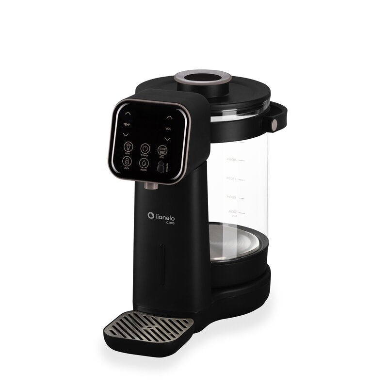 Aparat pentru incalzirea si declorizarea apei, Lionelo, Babypresto 2.0, Pentru lapte parf, Lampa UV, Rezervor 3l, Lumina de noapte, Dozare 30- 300 ml, 1200 W, Afisaj digital, Negru