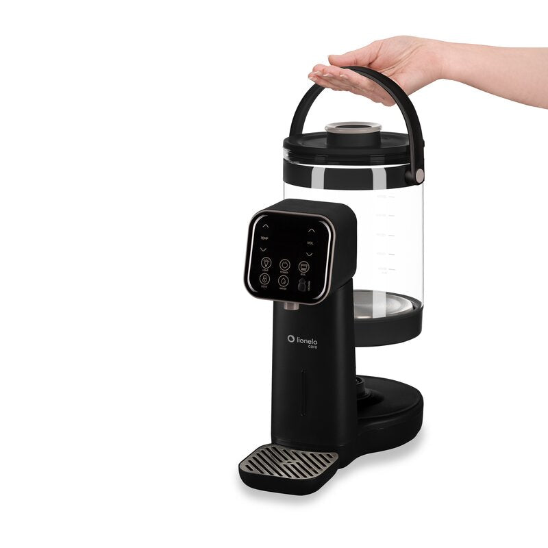 Aparat pentru incalzirea si declorizarea apei, Lionelo, Babypresto 2.0, Pentru lapte parf, Lampa UV, Rezervor 3l, Lumina de noapte, Dozare 30- 300 ml, 1200 W, Afisaj digital, Negru