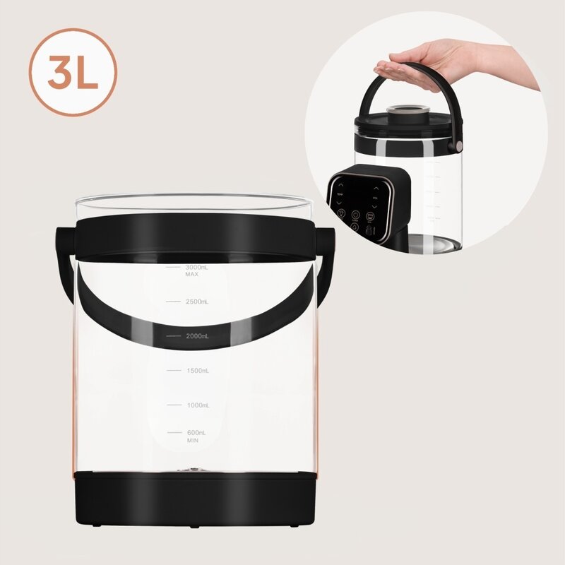 Aparat pentru incalzirea si declorizarea apei, Lionelo, Babypresto 2.0, Pentru lapte parf, Lampa UV, Rezervor 3l, Lumina de noapte, Dozare 30- 300 ml, 1200 W, Afisaj digital, Negru