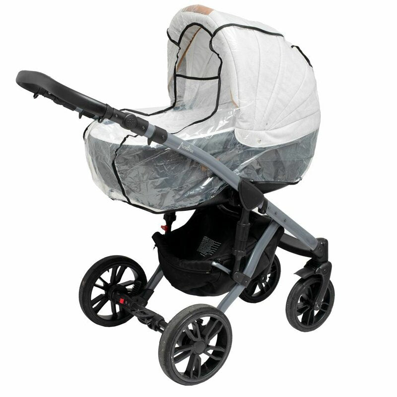 Aparatoare de ploaie, New Baby, Basic, Universala, Pentru carucior cu landou, Cu orificiu pentru un contact mai bun cu cel mic, Fara substante nocive, 100x80x40 cm, Transparent/Black - gogobaby.ro
