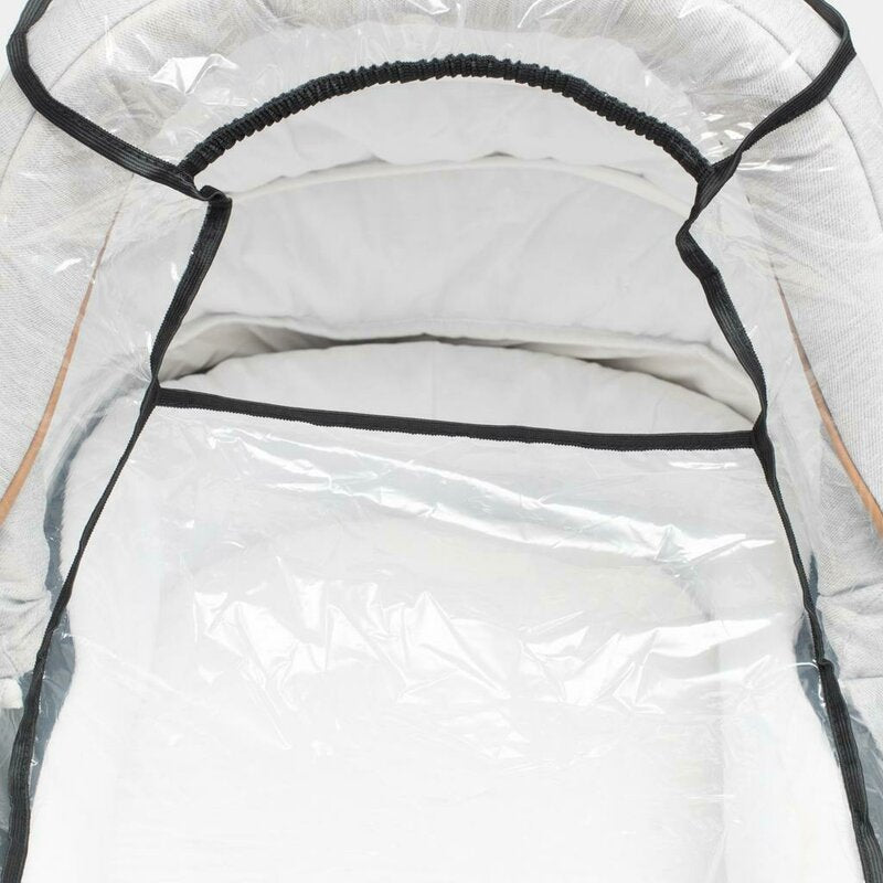 Aparatoare de ploaie, New Baby, Basic, Universala, Pentru carucior cu landou, Cu orificiu pentru un contact mai bun cu cel mic, Fara substante nocive, 100x80x40 cm, Transparent/Black - gogobaby.ro