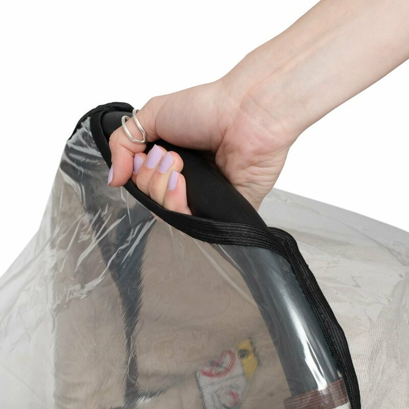 Aparatoare de ploaie, New Baby, Pentru scoica, Cu orificiu pentru un contact mai bun cu cel mic, Fara substante nocive, Transparent/Black - gogobaby.ro