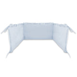 Aparatoare pentru patut, MimiNu, Cu volanase, Din bumbac certificat Oeko Tex Standard 100, 180x30 cm, Cu panglici, Colectia Royal, Blue
