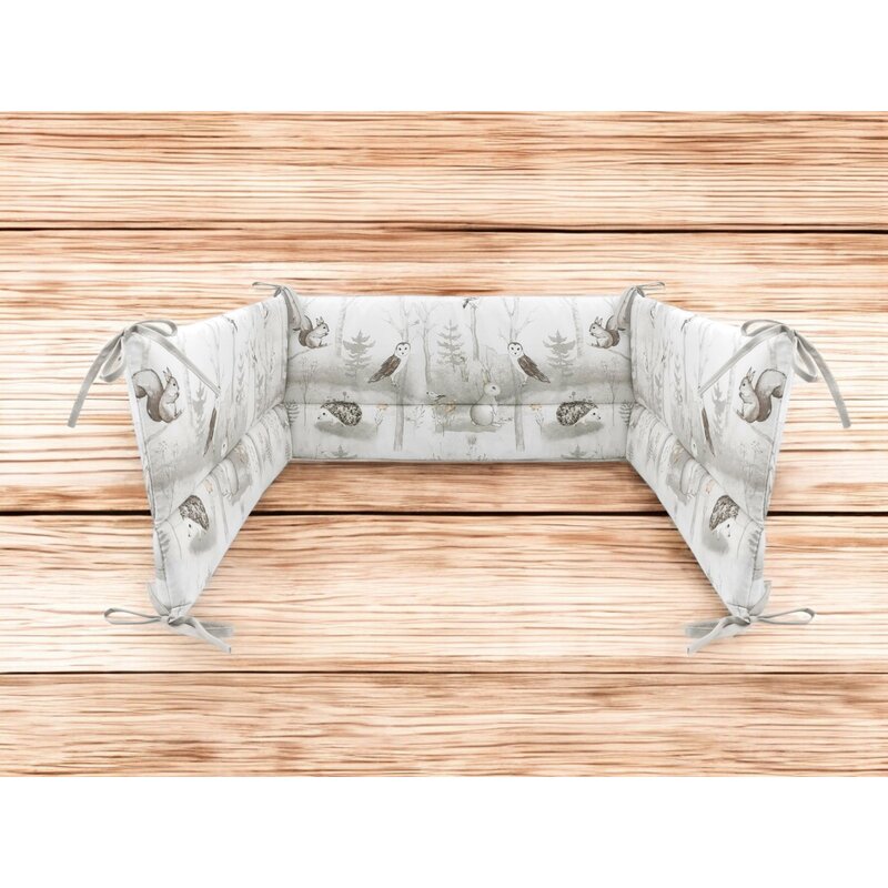 Aparatoare pentru patut, MimiNu, Din bumbac certificat Oeko Tex Standard 100, 180x30 cm, Cu panglici, Design, Woodland - gogobaby.ro