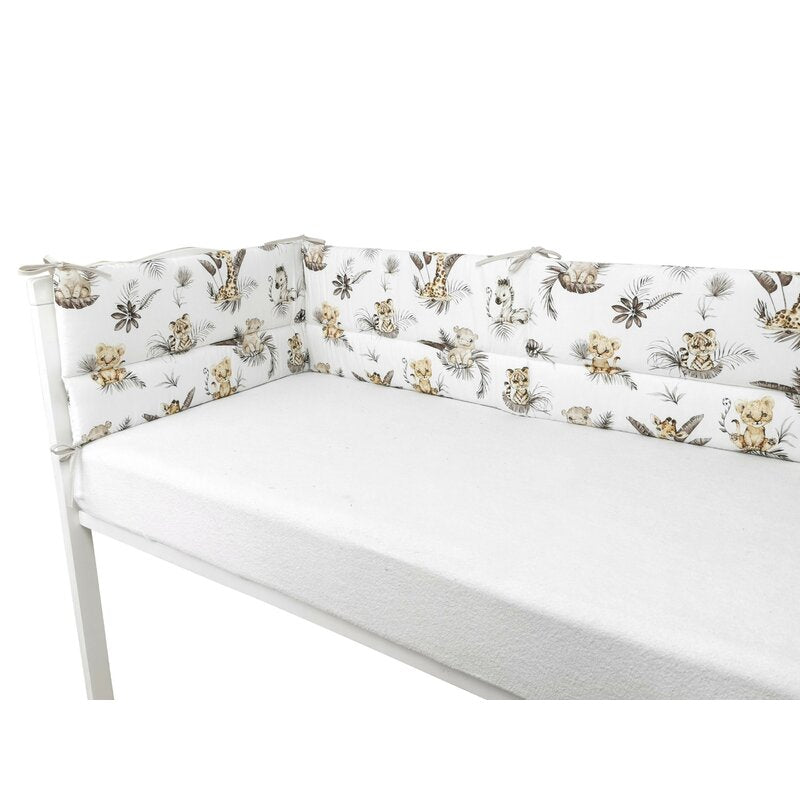 Aparatoare pentru patut, MimiNu, Din bumbac certificat Oeko Tex Standard 100, 180x30 cm, Cu panglici, Savanna - gogobaby.ro
