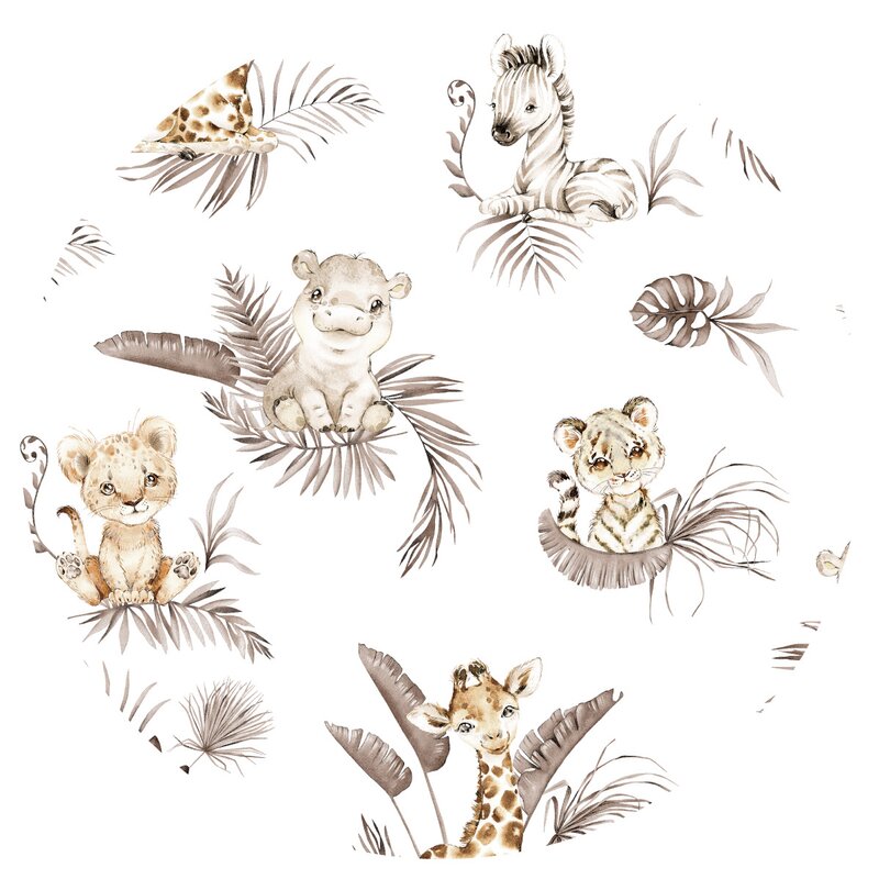Aparatoare pentru patut, MimiNu, Din bumbac certificat Oeko Tex Standard 100, 180x30 cm, Cu panglici, Savanna - gogobaby.ro