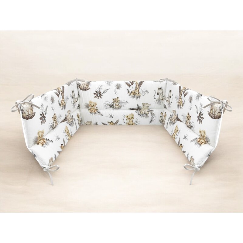 Aparatoare pentru patut, MimiNu, Din bumbac certificat Oeko Tex Standard 100, 180x30 cm, Cu panglici, Savanna - gogobaby.ro