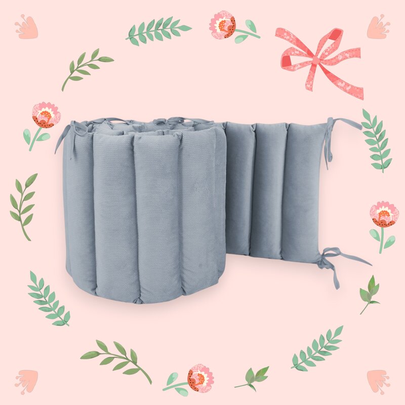 Aparatoare pentru patut, MimiNu, Tip panou, Pentru patut, Lungime 180 cm, Din catifea, Jeans - gogobaby.ro