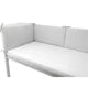 Aparatoare pentru patut, Qmini, Din muselina dubla, 180x30 cm, Din material certificat Oeko Tex Standard 100, Cu panglici, Gray