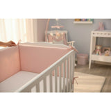 Aparatoare pentru patut, Qmini, Din muselina dubla, 180x30 cm, Cu panglici, Material certificat Oeko Tex Standard 100, Powder Pink