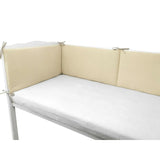 Aparatoare pentru patut, Qmini, Din muselina dubla, 180x30 cm, Cu panglici, Din material certificat Oeko Tex Standard 100, Warm Beige