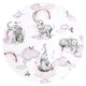 Aparatoare pentru patut, Qmini, Tip rulou, Cu husa detasabila, Lungime 180 cm, Din bumbac certificat Oeko Tex Standard 100, Elephants on Rainbow Pink