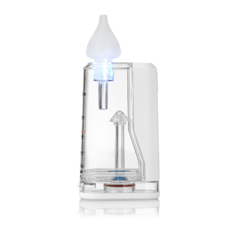 Aspirator nazal electric, Lionelo, Babyair Flow, Multifunctional, 9 trepte de aspirare, Functionare wireless pana la 2.5 h, Silentios, Functie de lampa, 3 varfuri din silicon, Perie de curatare inclusa, Cablu de incarcare USB-C, Alb