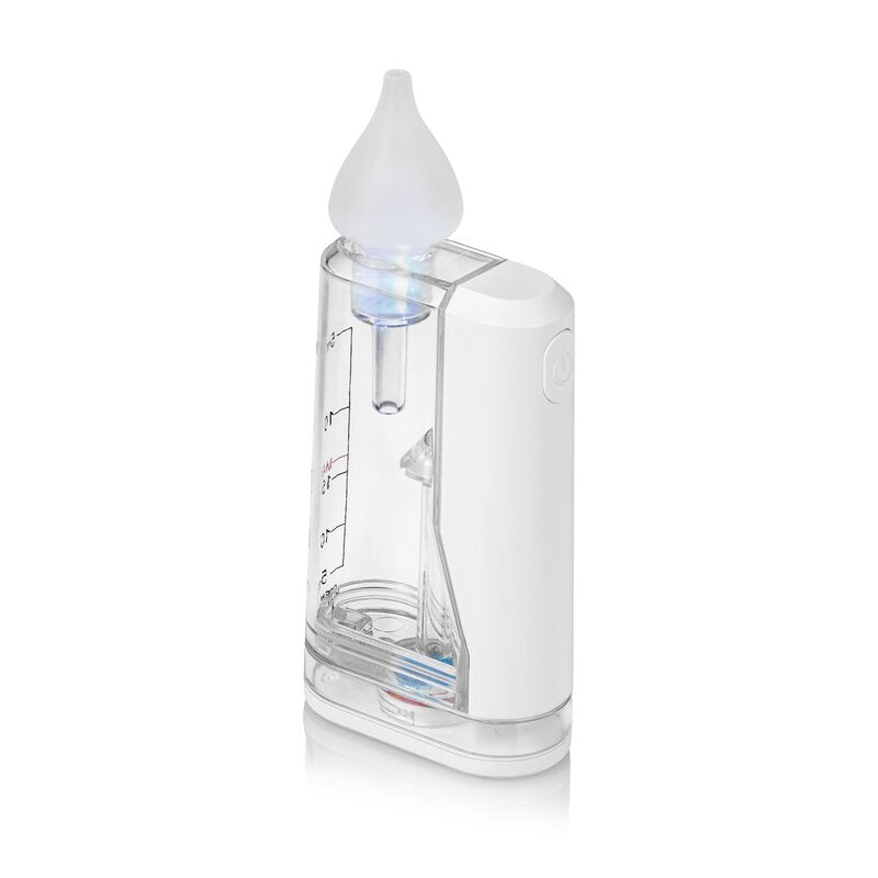 Aspirator nazal electric, Lionelo, Babyair Flow, Multifunctional, 9 trepte de aspirare, Functionare wireless pana la 2.5 h, Silentios, Functie de lampa, 3 varfuri din silicon, Perie de curatare inclusa, Cablu de incarcare USB-C, Alb