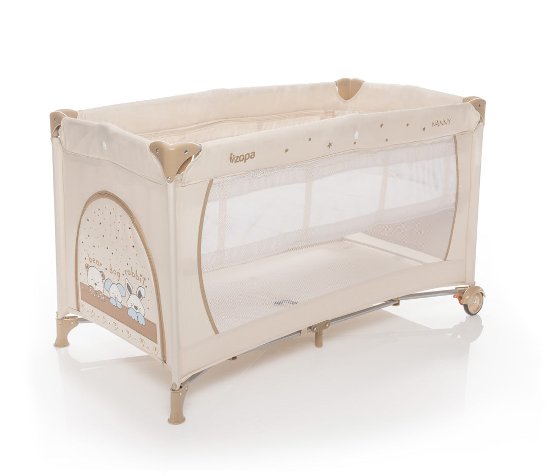 ZOPA - Patut pliant 2 nivele Nanny Animal Beige - gogobaby.ro