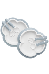 BabyBjorn - 2 Seturi hranire: farfurie, lingurita si furculita pentru bebe, Powder Blue