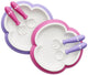 BabyBjorn - 2 Seturi hranire: farfurie, lingurita si furculita pentru bebe, pink / purple