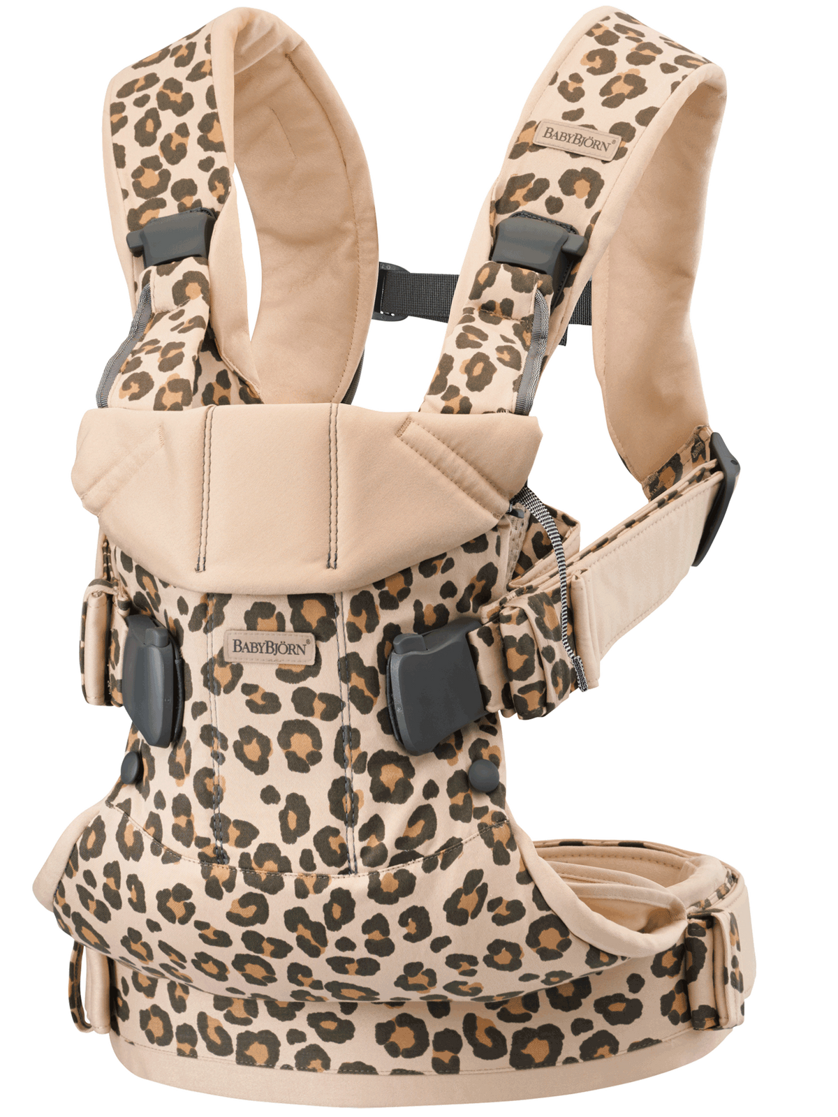 BabyBjorn - Marsupiu anatomic One, cu pozitii multiple de purtare Beige/Leopard Bumbac - Editie Limitata - gogobaby.ro
