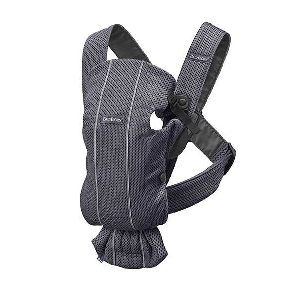 BabyBjorn - Marsupiu anatomic Mini, cu pozitii multiple de purtare, Anthracite, 3D Mesh