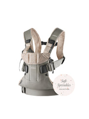 BabyBjorn - Marsupiu anatomic One, cu pozitii multiple de purtare Classic grey / pink Sprinckles, Bumbac - Editie Limitata