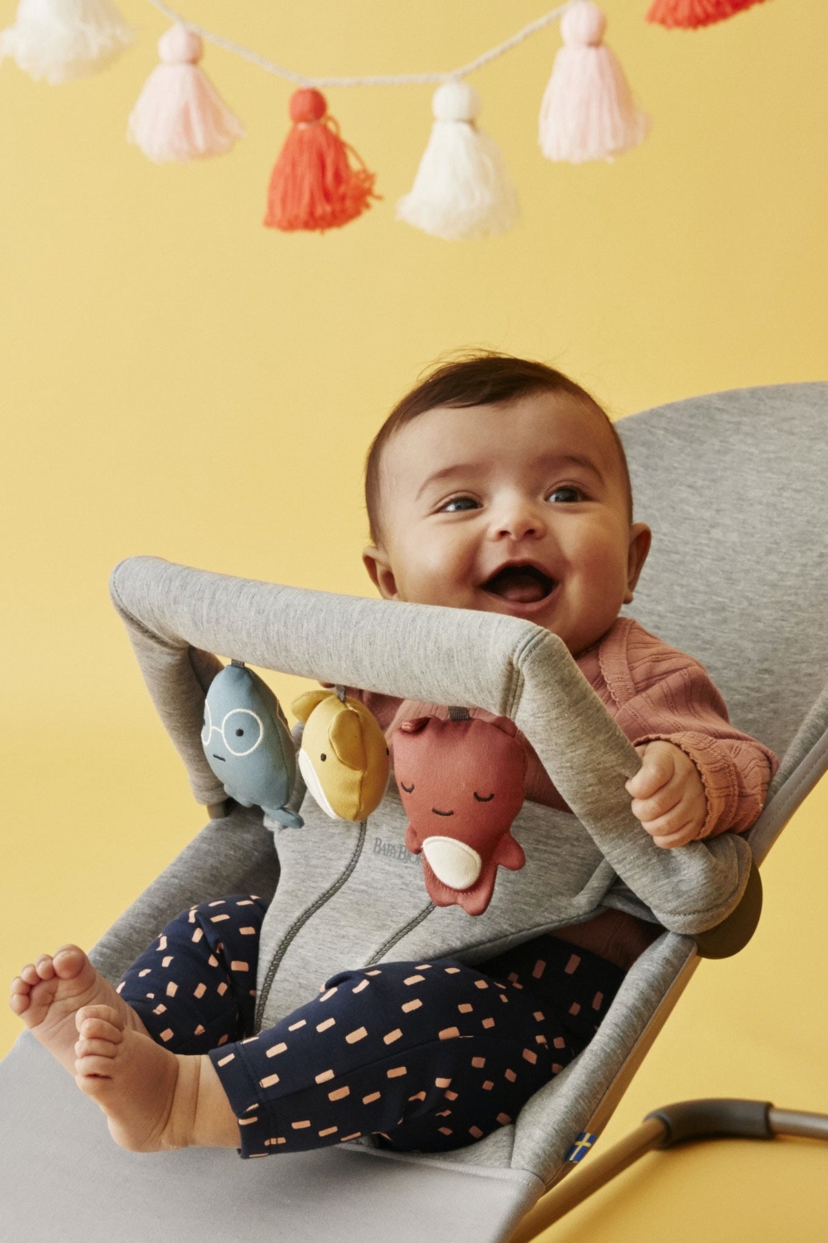 BabyBjorn - Balansoar Bliss Light Grey, 3D Jersey, cu bara de jucarii