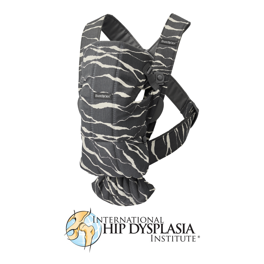 BabyBjorn - Marsupiu anatomic Mini, cu multiple pozitii de purtare, Anthracite/Landscape, Bumbac, Editie Limitata - gogobaby.ro