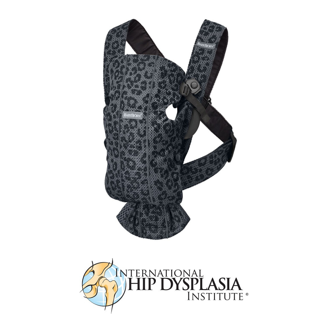 BabyBjorn - Marsupiu anatomic Mini, cu multiple pozitii de purtare, Anthracite/Leopard, 3D Mesh, Editie Limitata - gogobaby.ro