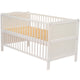 Patut din lemn bebe, Transformabil si pentru junior, 140x70 cm, Din lemn de pin si mdf, Stabil si rezistent, Inaltime saltea reglabila pe 3 nivele, Laterala cu 3 bete detasabile, EN716-1, EN716-2, Alb, Babyneeds, Nadia